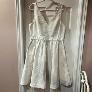 Vintage Satiny Champagne Mini Party Dress Sleeveless Fit & Flare Neutral Holiday